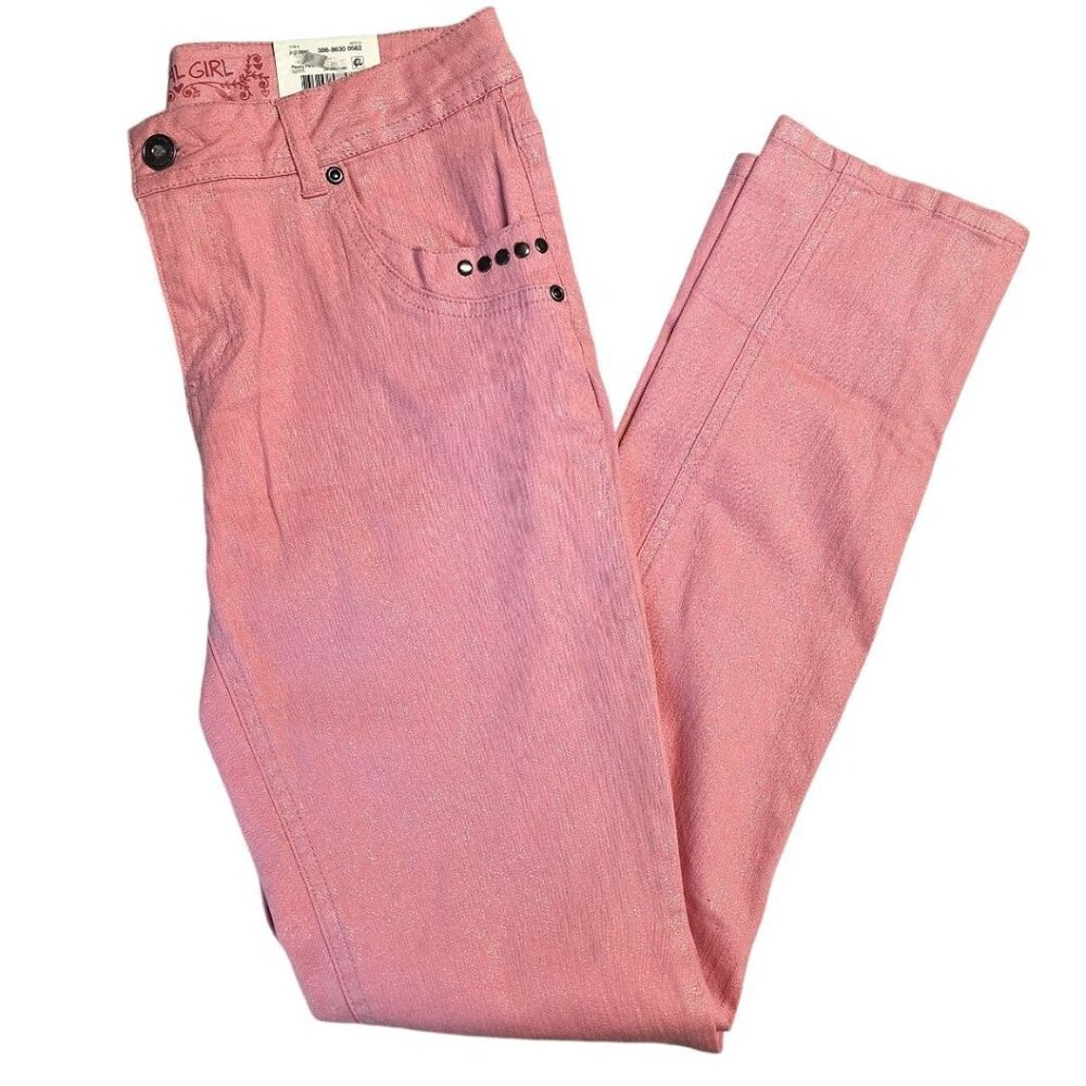 Total Girl Pink Pants Shiny Sparkle Girls 16 Reg‎ Zip Ankle Pockets